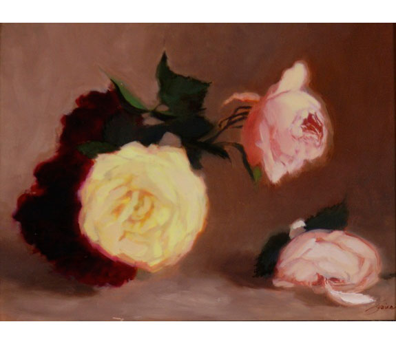 "Yellow, Red and Pink Roses" by Carla Paine